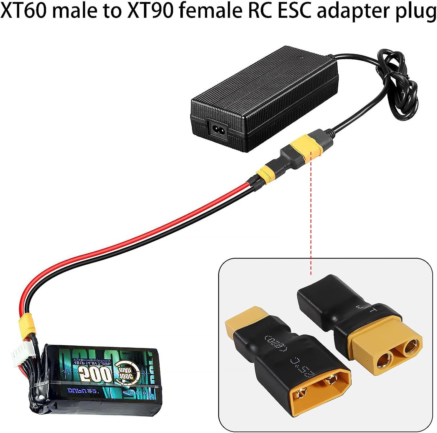 5 Pairs RC XT90 Male Female Plug Connector to XT60 Male Female Plug Connector Adapter for RC LiPo Battery