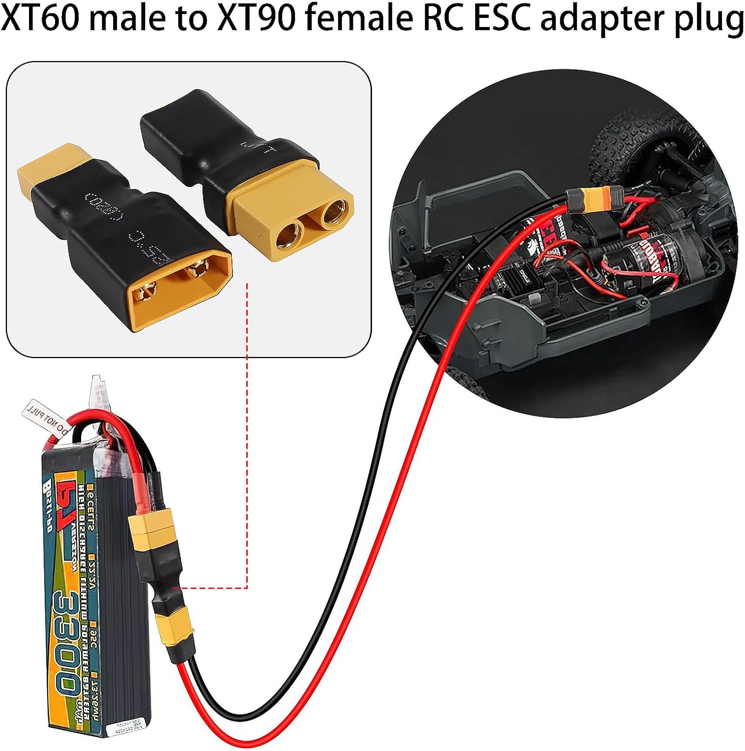 5 Pairs RC XT90 Male Female Plug Connector to XT60 Male Female Plug Connector Adapter for RC LiPo Battery