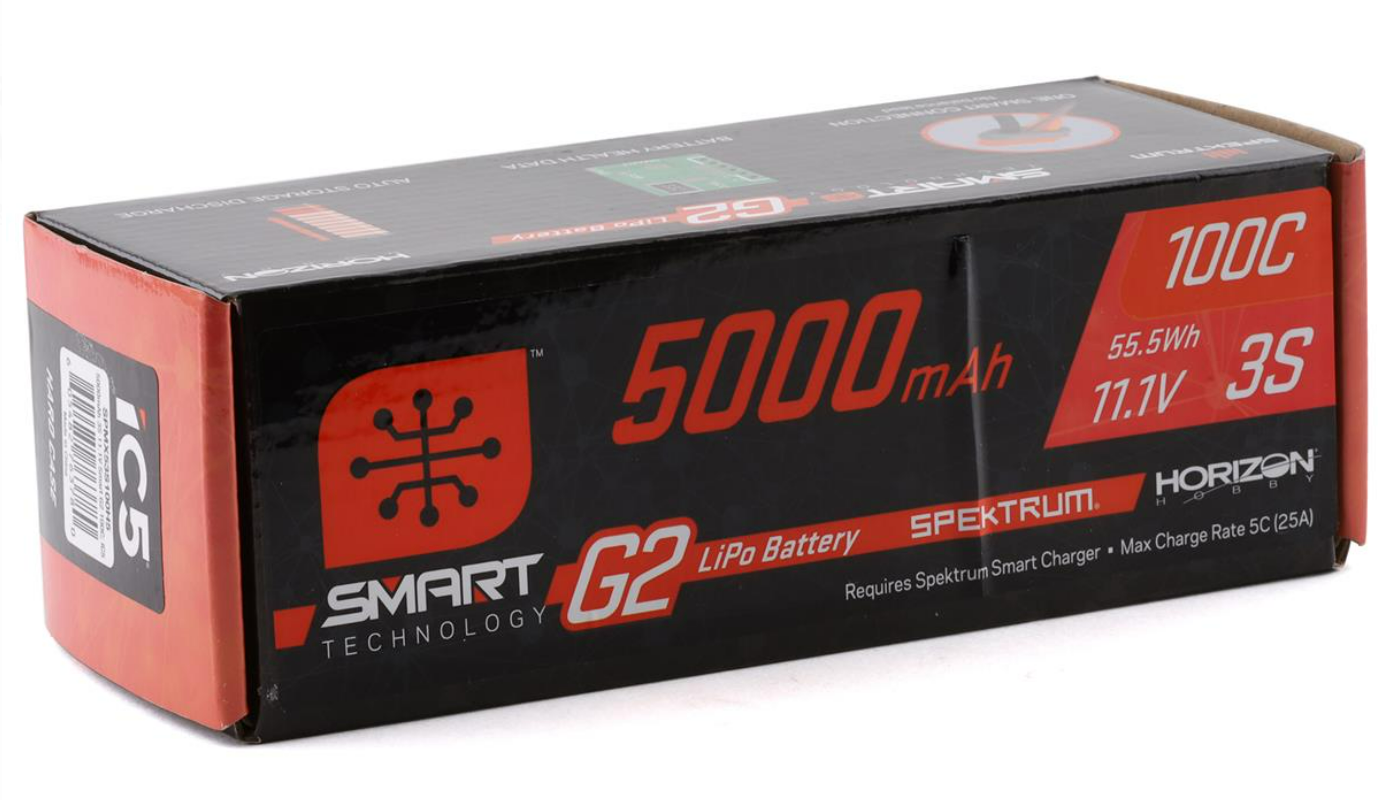 Spektrum RC 3S Smart G2 LiPo 100C Battery Pack (11.1V, 5000mAh) with IC5 Connector