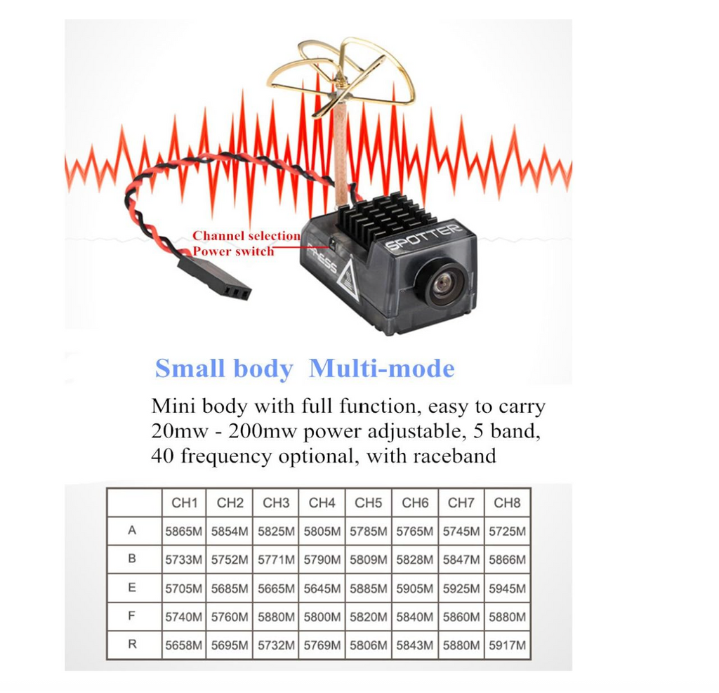 Crazepony Integrated FPV Camera &amp; 5.8GHz VTX (20–200mW Adjustable)