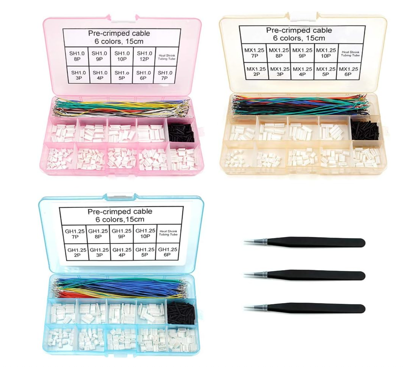 SH1.0 &amp; 1.25mm Connector Kit + Pre-Crimped Silicone Cables (FPV FC / Pixhawk Compatible)