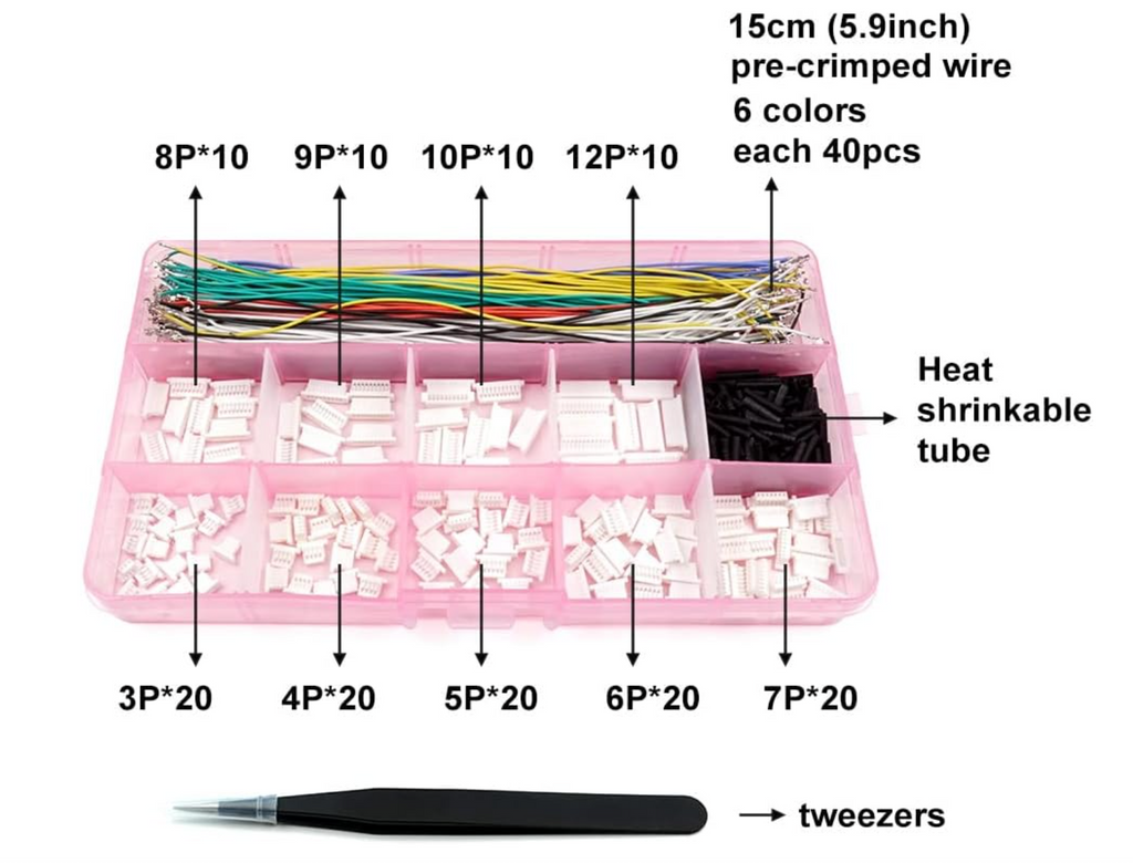 SH1.0 &amp; 1.25mm Connector Kit + Pre-Crimped Silicone Cables (FPV FC / Pixhawk Compatible)