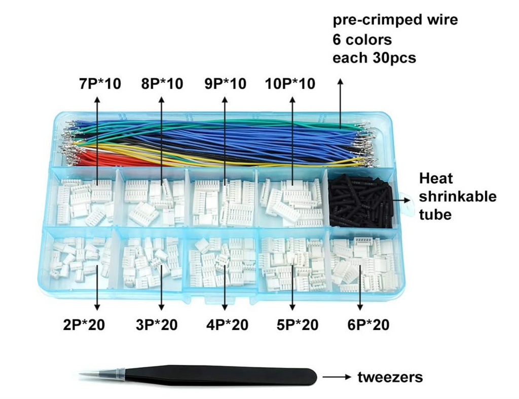 SH1.0 &amp; 1.25mm Connector Kit + Pre-Crimped Silicone Cables (FPV FC / Pixhawk Compatible)