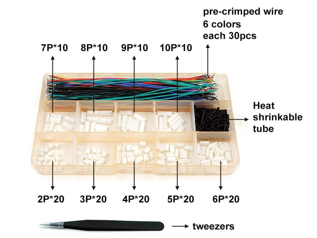 SH1.0 &amp; 1.25mm Connector Kit + Pre-Crimped Silicone Cables (FPV FC / Pixhawk Compatible)