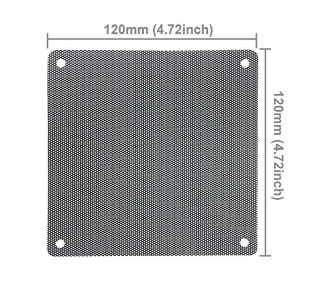 120mm Computer Fan Filter, 12cm PC Fan Dust Filter, 4.72 Inches Black PVC Dustproof Mesh Cover Guard for Computer Cooler Fan Case with M5×10 Screws