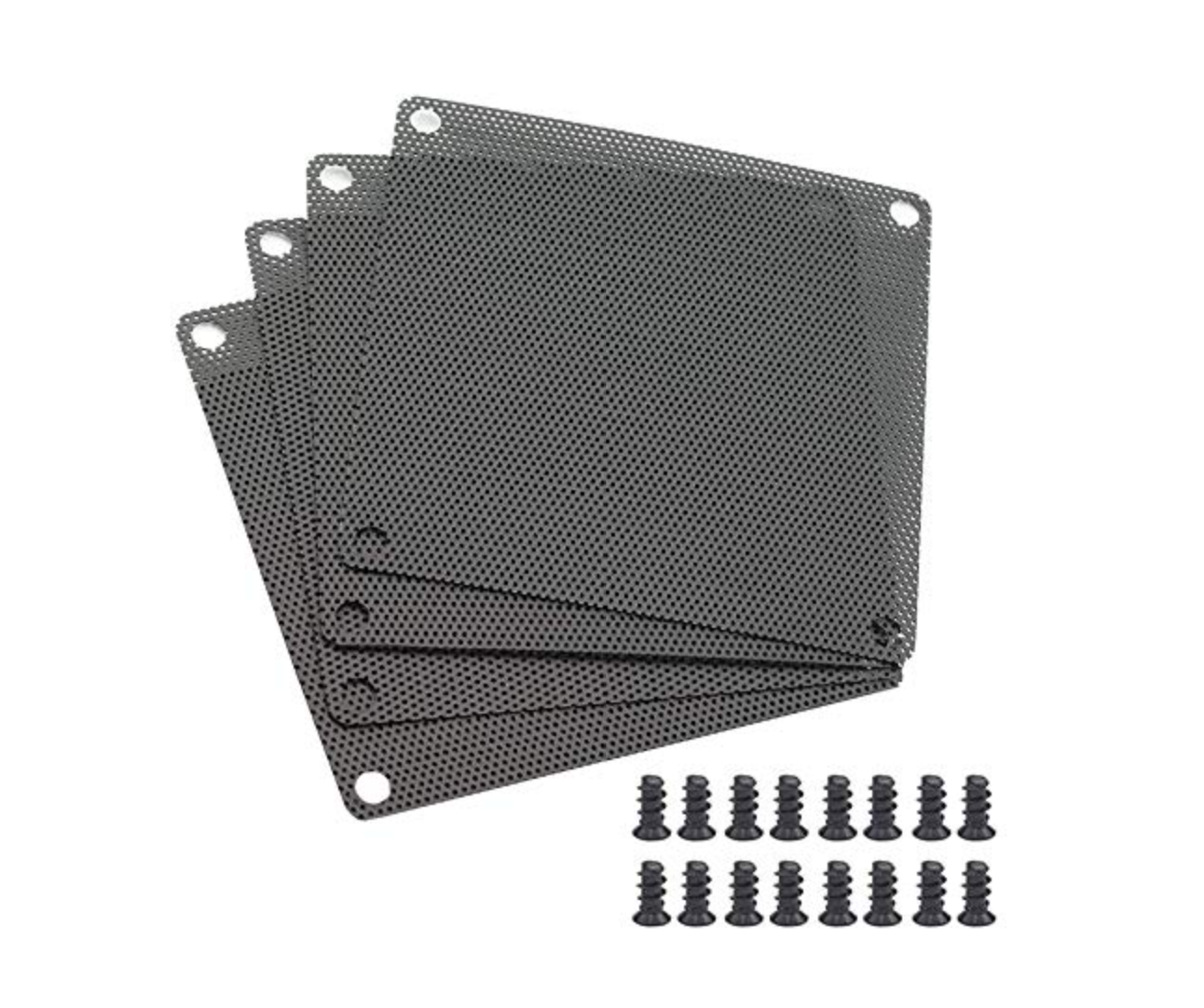 120mm Computer Fan Filter, 12cm PC Fan Dust Filter, 4.72 Inches Black PVC Dustproof Mesh Cover Guard for Computer Cooler Fan Case with M5×10 Screws