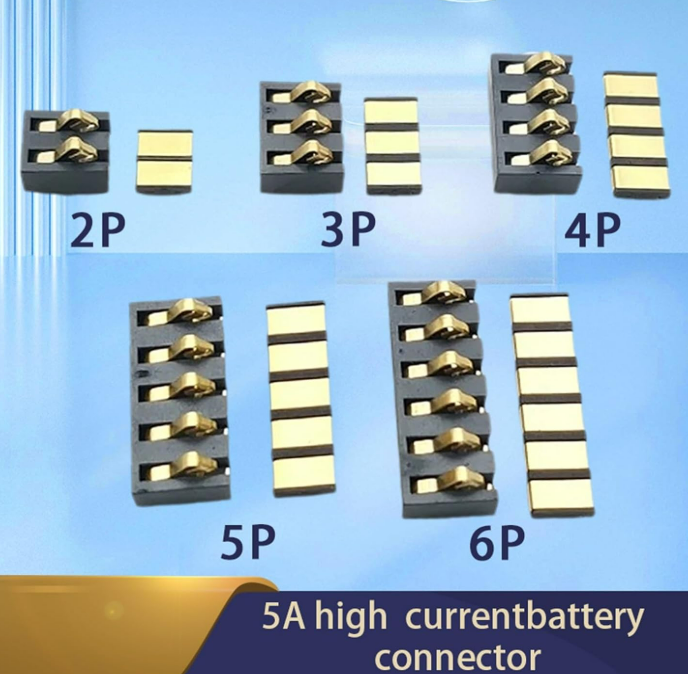 5A High Current Battery Holder 2P 3P 4P 5P 6P Shrapnel Type Battery Connector Male And Female Battery Contact Plate