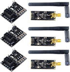 NRF24L01+PA+LNA Wireless Transceiver RF Transceiver Module 2.4G 1100m with Antenna and 3pcs NRF24L01+ Breakout Adapter with 3.3V Regulator on-Board for Ar duino