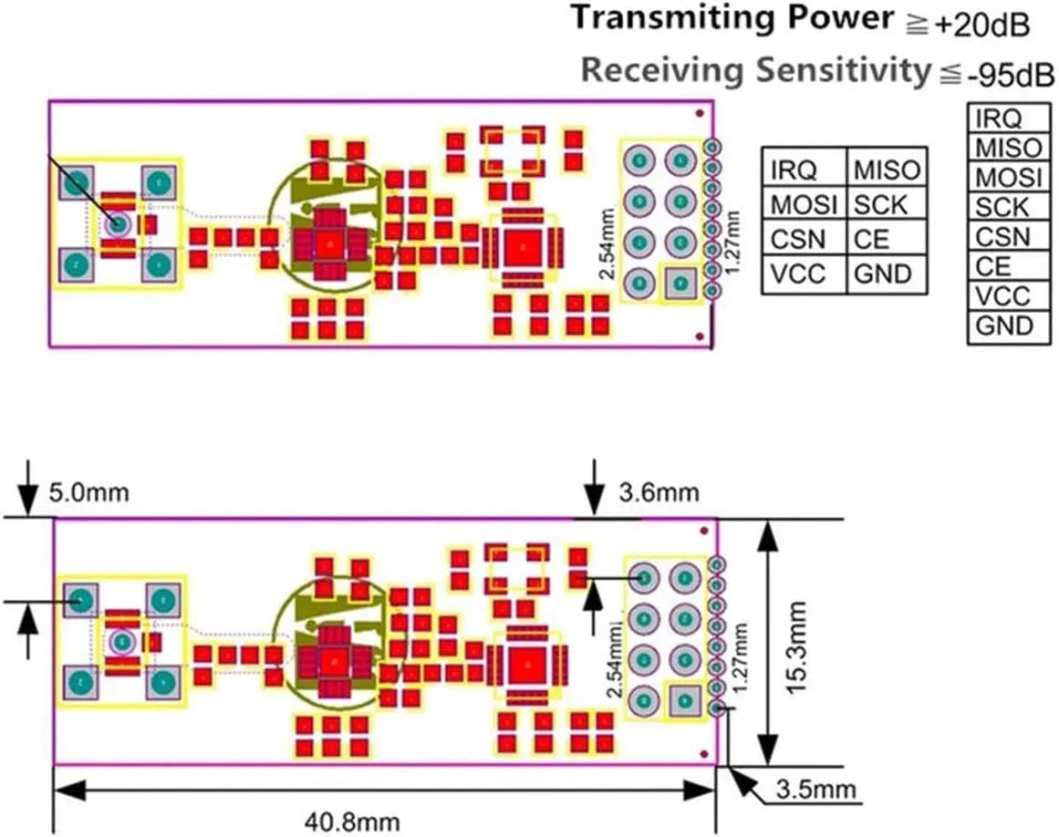 NRF24L01+PA+LNA Wireless Transceiver RF Transceiver Module 2.4G 1100m with Antenna and 3pcs NRF24L01+ Breakout Adapter with 3.3V Regulator on-Board for Ar duino