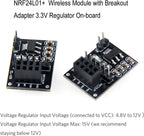 NRF24L01+PA+LNA Wireless Transceiver RF Transceiver Module 2.4G 1100m with Antenna and 3pcs NRF24L01+ Breakout Adapter with 3.3V Regulator on-Board for Ar duino